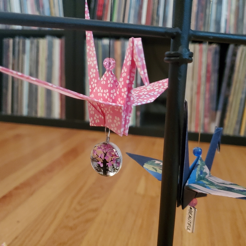 Set of 4 Beaded Japanese Origami Peace Cranes